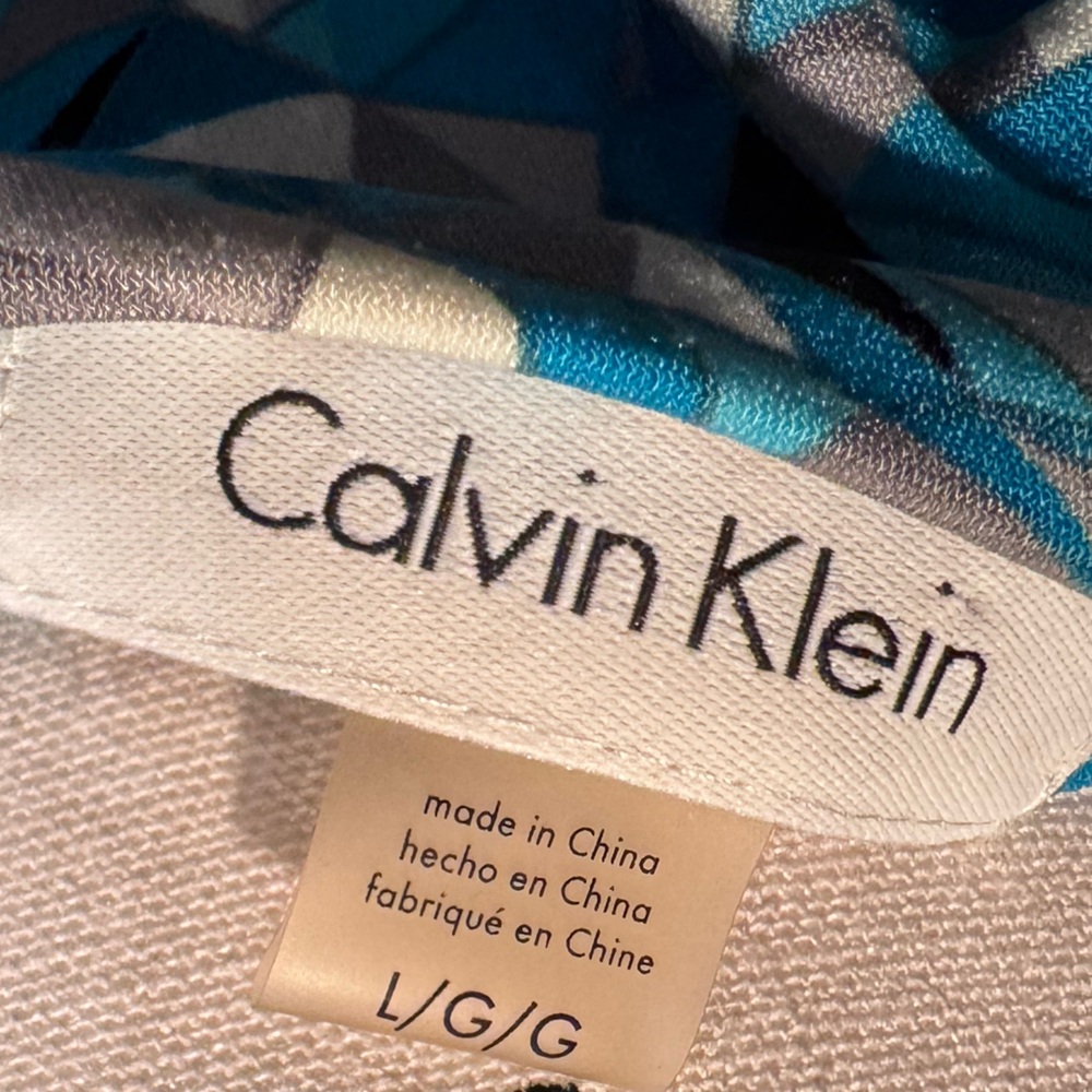 Calvin Klein Turquoise Pleated Sleeveless Blouse - Picture 3 of 3